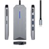 Docking USB Tipo-C Aisens ASUC-8P004-GR/ 1xHDMI/ 3xUSB/ 1xRJ45/ 1xLector Tarjetas / 1xUSB Tipo-C PD/ Gris