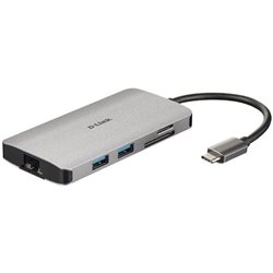 Docking USB Tipo-C D-Link DUB-M810/ 3xUSB/ 1xUSB Tipo-C/ 1xThunderbolt/ 1xHDMI/ 1xRJ45/ 1xLector tarjetas/ Gris