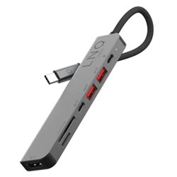 Docking USB Tipo-C Linq LQ48016/ 1xUSB Tipo-C/ 2xUSB/ 1xHDMI 4K/ 1xLector de Tarjeta SD y Micro/ 1xUSB Tipo-C PD/ Gris