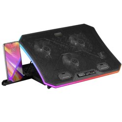 Soporte Refrigerante Mars Gaming MNBC6 para Portátiles hasta 19'/ Iluminación LED