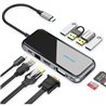 Docking USB Tipo-C Vention TFGHB/ 1xVGA/ 1xHDMI/ 4xUSB/ 1xUSB Tipo-C PD/ 1xRJ45/ 1xLector Tarjetas SD/ Gris