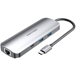 Docking USB Tipo-C Vention TOMHB/ 1xHDMI/ 2xUSB/ 1xUSB Tipo-C/ 1xUSB Tipo-C PD/ 1xRJ45/ 1xLector Tarjetas SD y MicroSD/ Jack 3.5