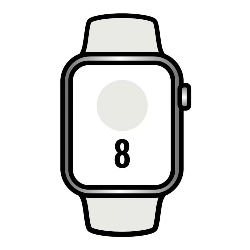 Apple Watch Series 8/ GPS/ Cellular/ 45mm/ Caja de Acero Inoxidable Plata/ Correa Deportiva Blanca