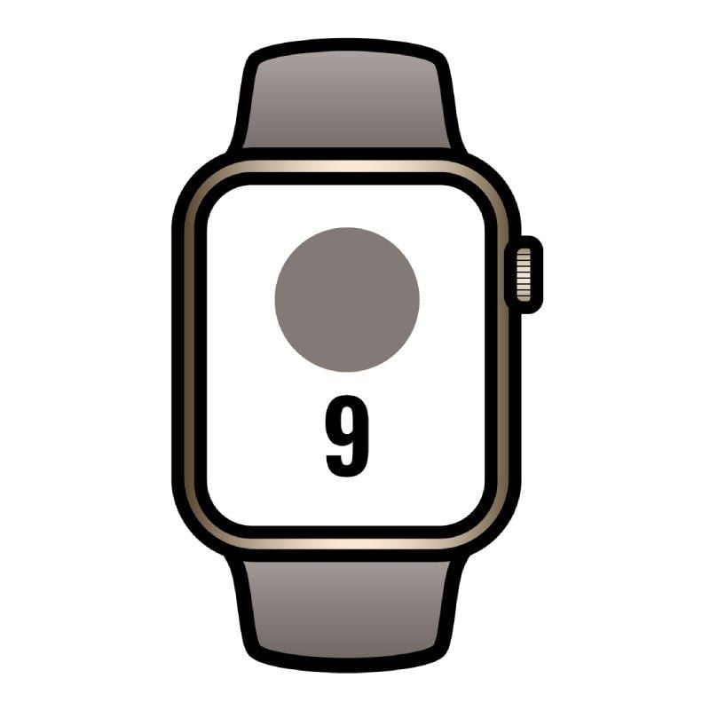 Apple Watch Series 9/ Gps/ Cellular/ 41mm/ Caja de Acero Oro/ Correa deportiva Arcilla S/M