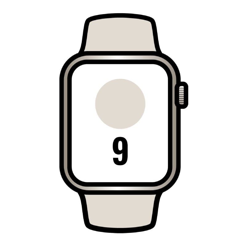 Apple Watch Series 9/ GPS/ 45mm/ Cellular/ Caja de Aluminio Blanco Estrella/ Correa Deportiva Blanco Estrella S/M