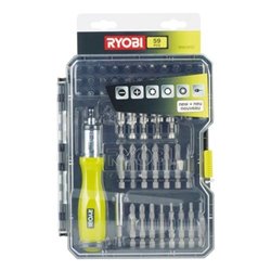 Estuche de 59 Puntas para Atornillar Ryobi RAK59SD / Incluye Destornillador