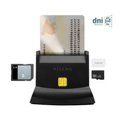 Lector de DNI y Tarjetas Aisens ASCR-SN04CSD-BK/ USB Tipo-C/ Negro