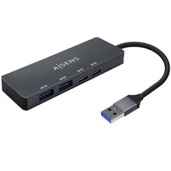 Hub USB 3.2 Aisens A106-0746/ 2xUSB/ 2xUSB Tipo-C/ Gris