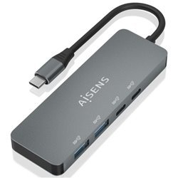 Hub USB Tipo-C Aisens A109-0694/ 2xUSB/ 2xUSB Tipo-C/ Gris