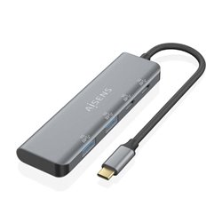 Hub USB Tipo-C Aisens A109-0763/ 2xUSB/ 2xUSB Tipo-C/ Gris