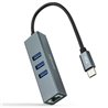 Hub USB Tipo-C Nanocable 10.03.0408/ 3xUSB/ 1xRJ45/ Gris