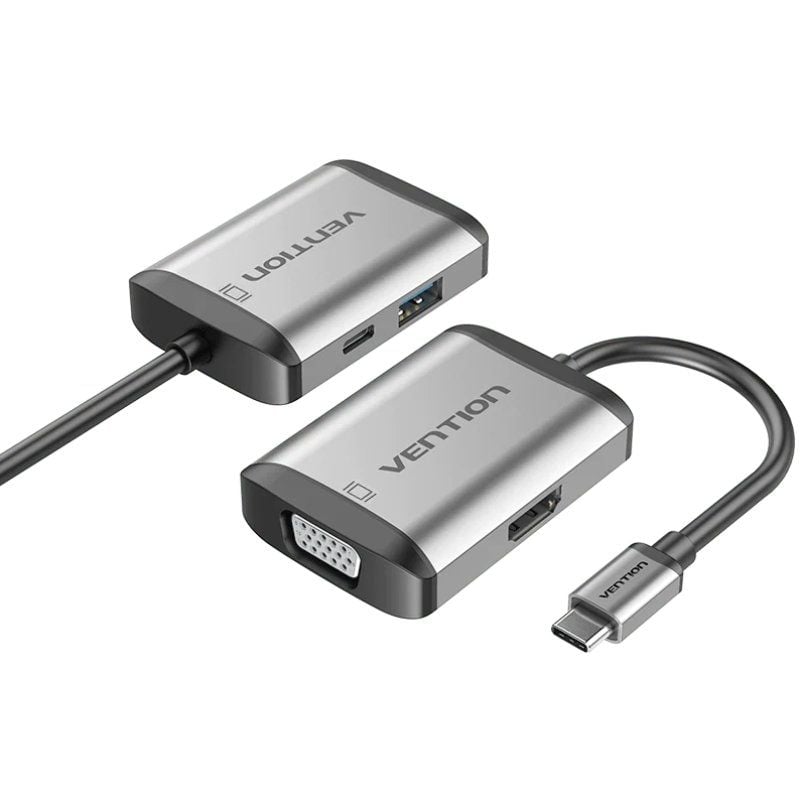 Conversor Vention TFAHB/ 1xUSB/ 1xHDMI/ 1xVGA/ 1xUSB Tipo-C PD/ 15cm/ Gris Conversor Vention TFAHB/ 1xUSB/ 1xHDMI/ 1xVGA/ 1xUSB Tipo-C PD/ 15cm/ Gris