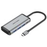 Docking USB Tipo-C Vention TGRHB/ 3xUSB/ 1xLector Tarjetas/ 1xUSB Tipo-C PD/ Gris