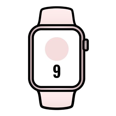 Apple Watch Series 9/ GPS/ 45mm/ Caja de Aluminio Rosa/ Correa Deportiva Rosa Claro S/M