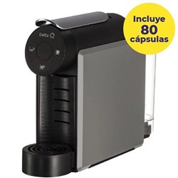Cafetera de Cápsulas Delta Mini Qool/ Gris + 80 cápsulas QALIDUS