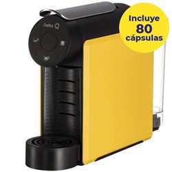 Cafetera de Cápsulas Delta Mini Qool/ Amarilla + 80 cápsulas QALIDUS