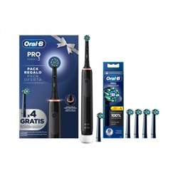 Cepillo Dental Braun Oral-B Pro 3/ Incluye 4 Cabezales/ Negro