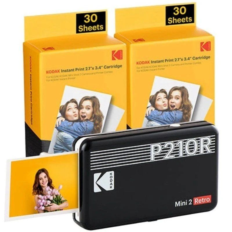 Impresora Portátil Fotográfica Kodak Mini 2 Retro/ Tamaño Foto 53.3x86.3mm/ Incluye 2x Papel Fotográfico/ Negra Impresora Portátil Fotográfica Kodak Mini 2 Retro/ Tamaño Foto 53.3x86.3mm/ Incluye 2x Papel Fotográfico/ Negra