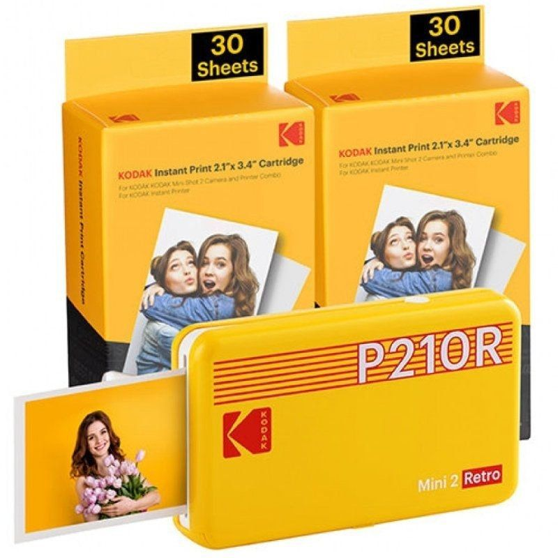 Impresora Portátil Fotográfica Kodak Mini 2 Retro/ Tamaño Foto 53.3x86.3mm/ Incluye 2x Papel Fotográfico/ Amarilla Impresora Portátil Fotográfica Kodak Mini 2 Retro/ Tamaño Foto 53.3x86.3mm/ Incluye 2x Papel Fotográfico/ Amarilla