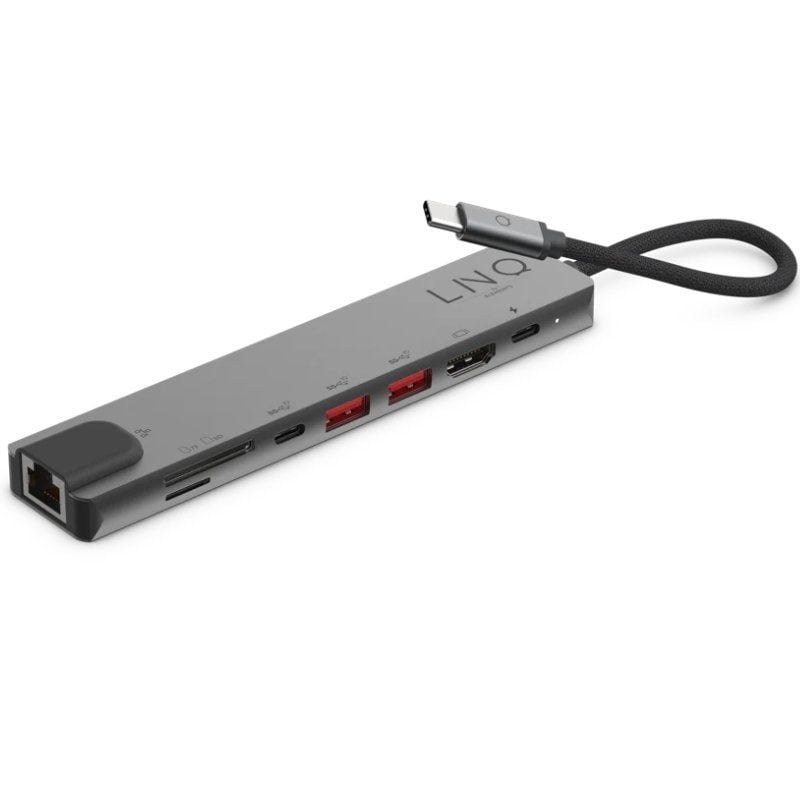 Docking USB Tipo-C Linq LQ48010/ 1xUSB Tipo-C/ 2xUSB/ 1xHDMI 4K/ 1xRJ45/ 1xLector Tarjetas SD y Micro/ 1xUSB Tipo-C PD/ Gris Docking USB Tipo-C Linq LQ48010/ 1xUSB Tipo-C/ 2xUSB/ 1xHDMI 4K/ 1xRJ45/ 1xLector Tarjetas SD y Micro/ 1xUSB Tipo-C PD/ Gris