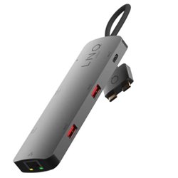 Docking USB Tipo-C Dual Linq LQ48011/ 1xUSB Tipo-C/ 2xUSB/ 2xHDMI 4K/ 1xRJ45/ 1xUSB Tipo-C PD/ Gris/ Compatible con MacBook M1/M