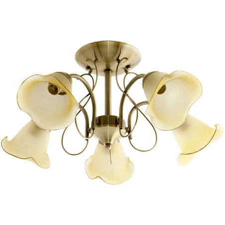 Plafón MARSELLA 5xE14 Al.25xD.60cm Cuero