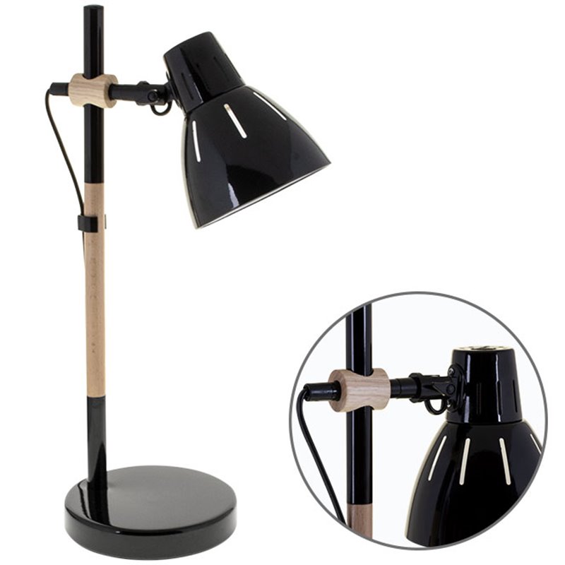Sobremesa DALVA 1xE27 Al.47xD.23cm Negro/Madera Natural Sobremesa DALVA 1xE27 Al.47xD.23cm Negro/Madera Natural