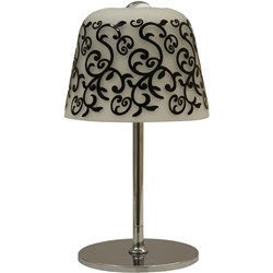 Sobremesa LURDES 1xE27 Al.33xD.19cm Blanco/Negro/Cromo