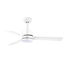 Ventilador DC KILIM blanco, 3 aspas reversibles, 18W LED 3000|4000|6500K, Al.40xD.107cm