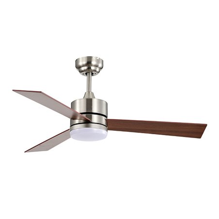 Ventilador DC KILIM níquel, 3 aspas reversibles, 18W LED 3000|4000|6500K, Al.40xD.107cm