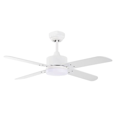 Ventilador DC KENIA blanco, 4 aspas reversibles, 18W LED 3000|4000|6500K, Al.40xD.107cm