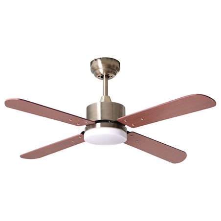 Ventilador DC KENIA cuero, 4 aspas reversibles, 18W LED 3000|4000|6500K, Al.40xD.107cm