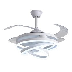 Ventilador DC SFERA blanco, 4 aspas retráctiles, 72W LED 3000|4000|6000K, Al.45xD.108/50cm