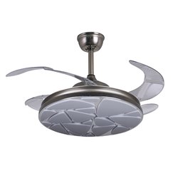 Ventilador DC MARTE cromo, 4 aspas retráctiles, 72W LED 3000|4000|6000K, Al.35xD.108/50cm