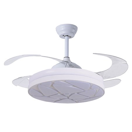 Ventilador DC MARTE blanco, 4 aspas retráctiles, 72W LED 3000|4000|6000K, Al.35xD.108/50cm