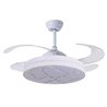 Ventilador DC MARTE blanco, 4 aspas retráctiles, 72W LED 3000|4000|6000K, Al.35xD.108/50cm