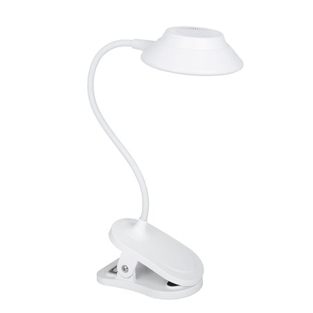 Flexo serie KLIP 5W LED 3000-4000-6500K con pinza en blanco.