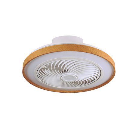 Ventilador DC CATHAY blanco/madera, 5 aspas, 72W LED 3000-6000K, Al.19xD.50cm