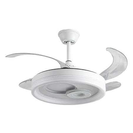 Ventilador DC LUNA blanco, 4 aspas retráctiles, 72W LED 3000|4000|6000K, Al.35xD.108/50cm