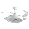 Ventilador DC LUNA blanco, 4 aspas retráctiles, 72W LED 3000|4000|6000K, Al.35xD.108/50cm