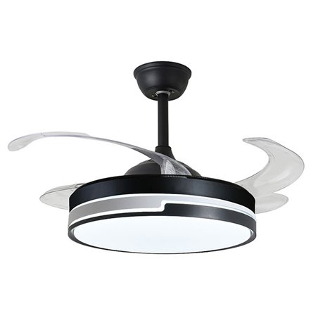 Ventilador DC ROBIN negro, 4 aspas retráctiles, 72W LED 3000|3500|6500K, Al.35xD.107/50cm