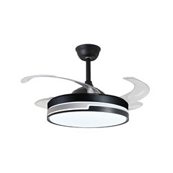 Ventilador DC ROBIN MINI negro, 4 aspas retráctiles, 48W LED 3000|4000|6000K, Al.35xD.91/40cm