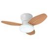 Ventilador DC TAUROS blanco/haya, 3 aspas, 48W LED 3000|4000|6000K, Al.18xD.70cm