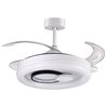 Ventilador DC HERSA blanco, 4 aspas retráctiles, 116W LED 3000|4000|6500K, Al.35xD.108/50cm