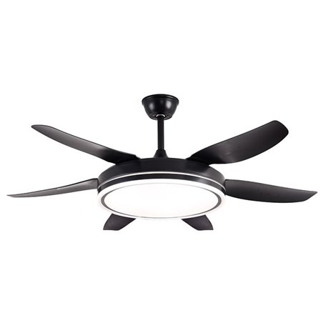 Ventilador DC ORION negro, 6 aspas, 72W LED 3000|4000|6000K, Al.35xD.132/50cm