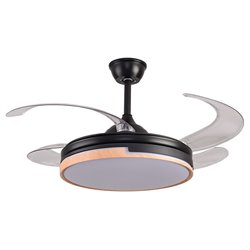 Ventilador DC ROBIN negro/haya, 4 aspas retráctiles, 72W LED 3000|3500|6500K, Al.35xD.107/50cm