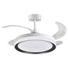 Ventilador DC KIGALI blanco/negro, 4 aspas retráctiles, 72W LED 3000|4000|6000K, Al.35xD.108/50cm