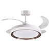 Ventilador DC KIGALI blanco/marrón, 4 aspas retráctiles, 72W LED 3000|4000|6000K, Al.35xD.108/50cm