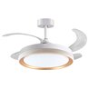 Ventilador DC KIGALI blanco/oro, 4 aspas retráctiles, 72W LED 3000|4000|6000K, Al.35xD.108/50cm