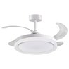 Ventilador DC KIGALI blanco/blanco, 4 aspas retráctiles, 72W LED 3000|4000|6000K, Al.35xD.108/50cm